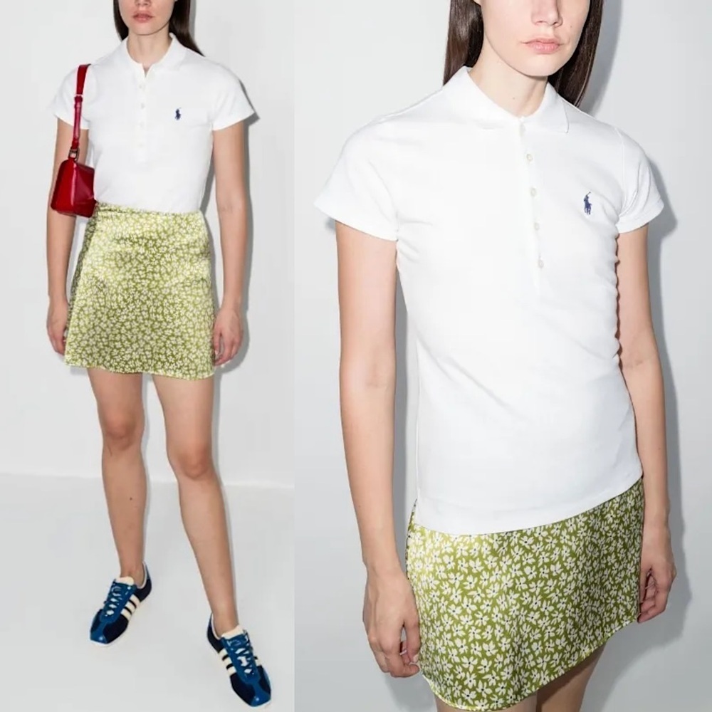 REFORMATION 90s Silk Satin Daisy Ditsy Floral Print A-Line Skater Mini Skirt 0